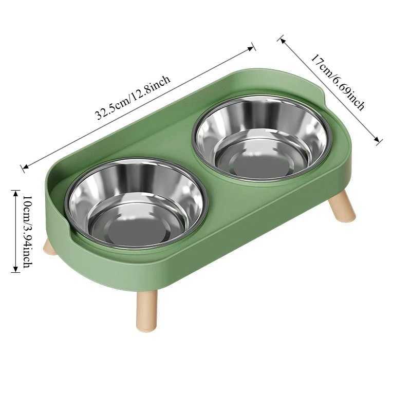 Double Elevated Cat Dog Bowls Stainless Steel NonSlip Pet Food Water Dish with Stand AntiSplash Slow Feeder Pet Supplies C251009