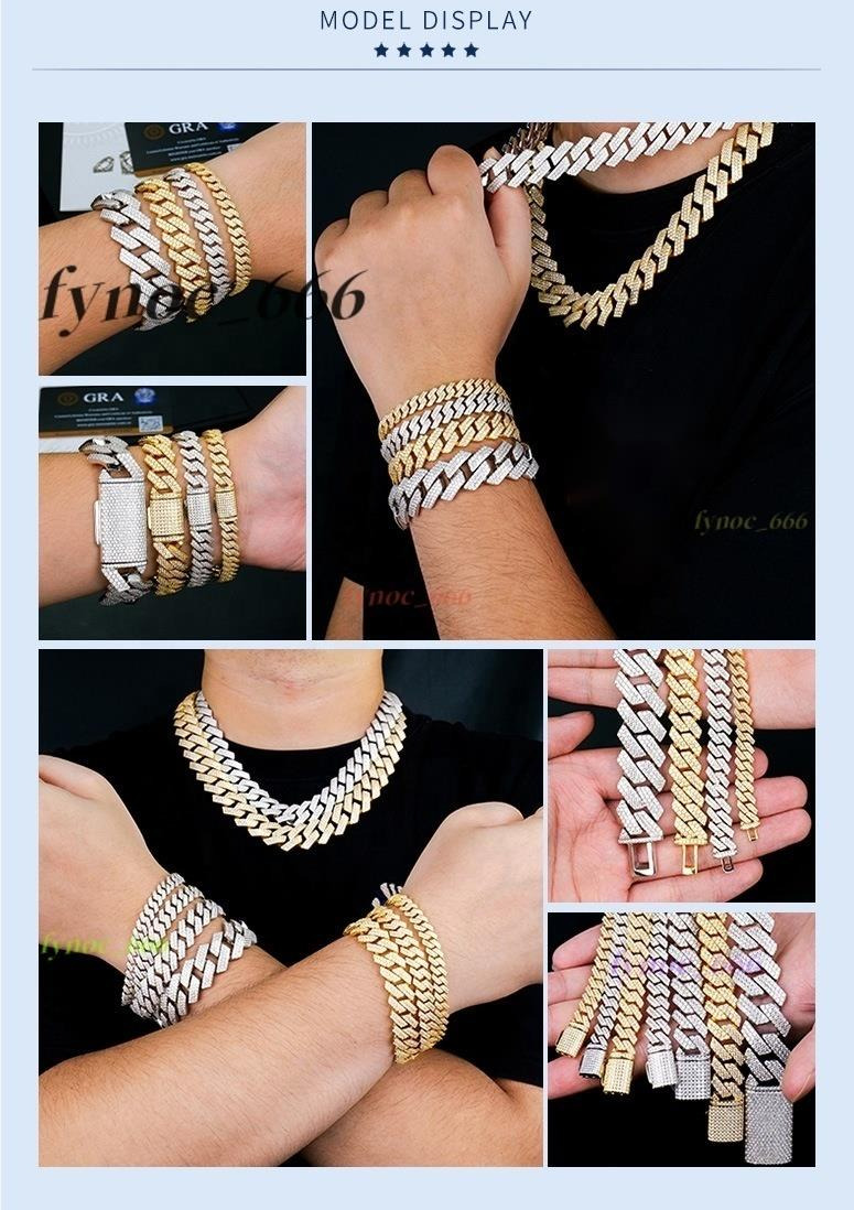 Unisex Solid 925 Silver Cuban Link Chain Heavy Hip Hop Accessory Gift Moissanite Necklaces