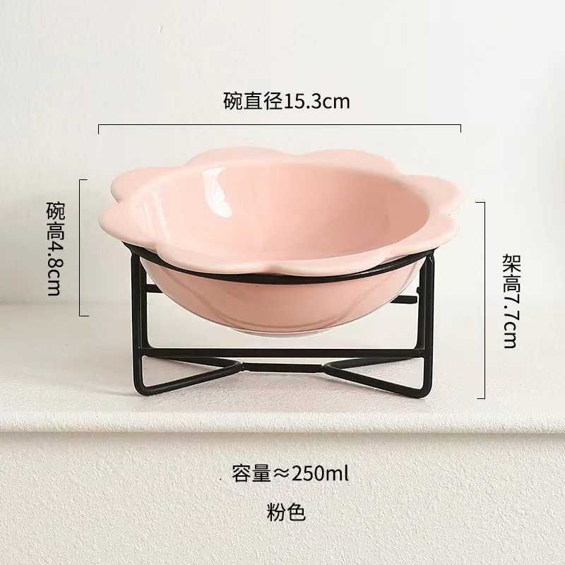 Elevated Ceramic Cat Bowl for Neck Health Wide TipProof Pet Food Dish with Stand AntiSpill Dog Bowl for Dry Wet Food and Water C251009