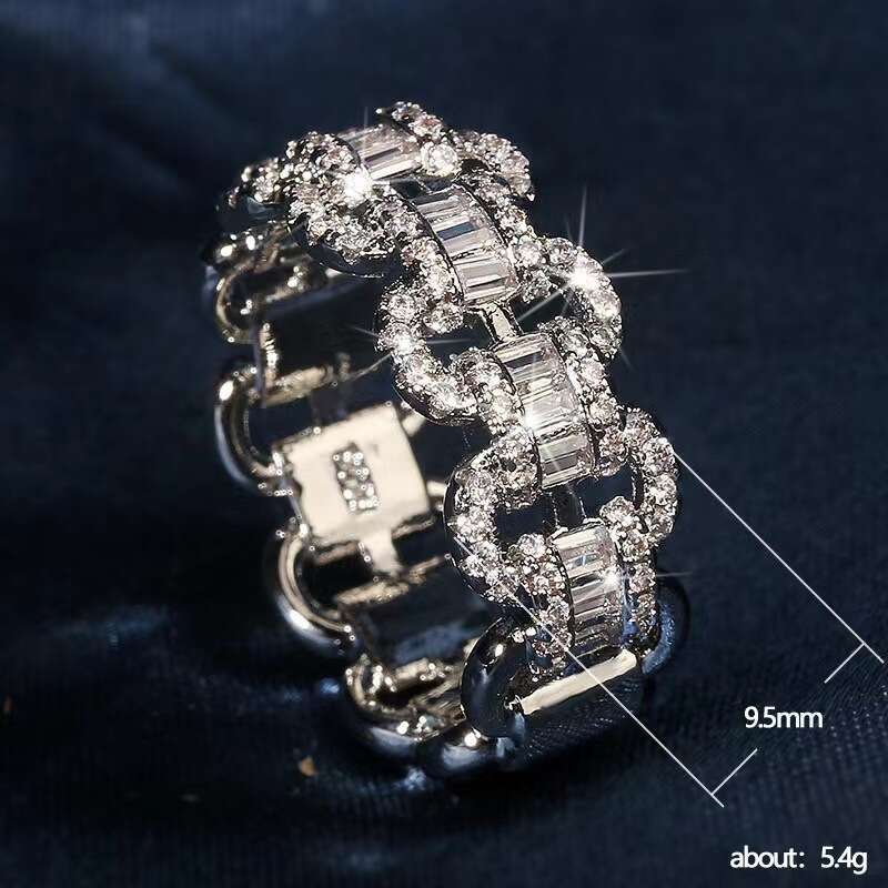 Jewellery Ring Gold Wedding Band Cubic Zirconia Eternity for Women Girls Wedding Anniversary Special Occasion Couple Gift High Quality Texture Fine Je