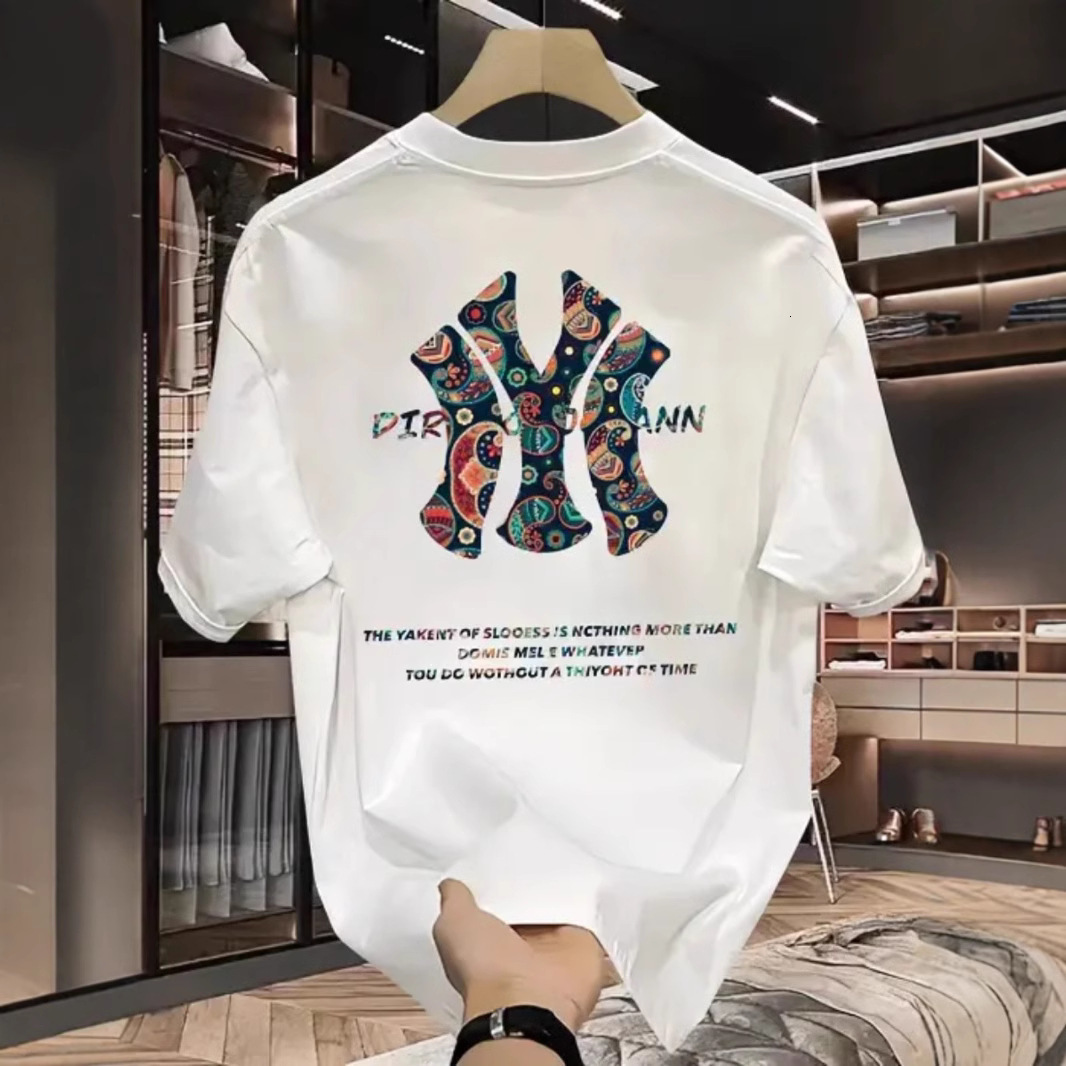 2025 New Summer High-end Pure Cotton Men's Casual Versatile Crew Designer Designer Shirt Hoodie Neck Short Sleeve T-shirt All-cotton Light Luxury Stylish Men's