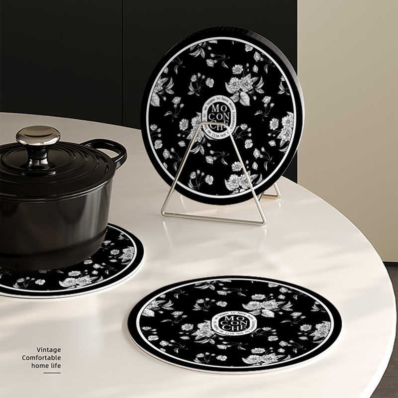 Thickened 5mm Placemat Black Waterproof Round Heat Insulation Mat Silicone Mat Plate Mat NonSlip Coaster for Tabletop C251010