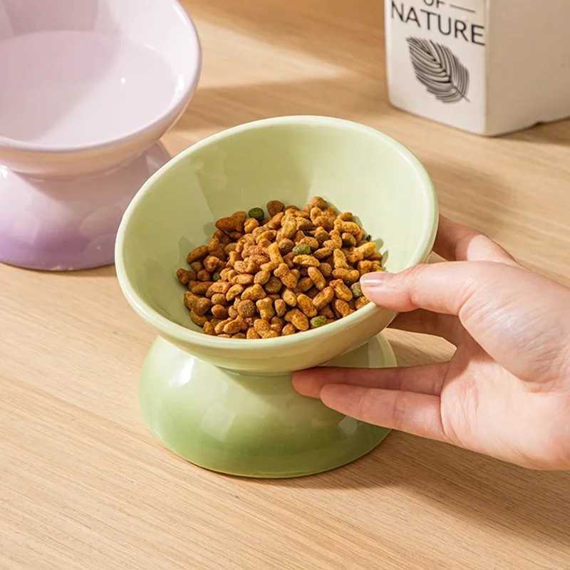 Cat Ceramic Bowl Gradient Pet Food Water Feeders Small Dogs Drinking Eating Supplies Raised Tilted Cats Puppy Feeding Supplies C251009