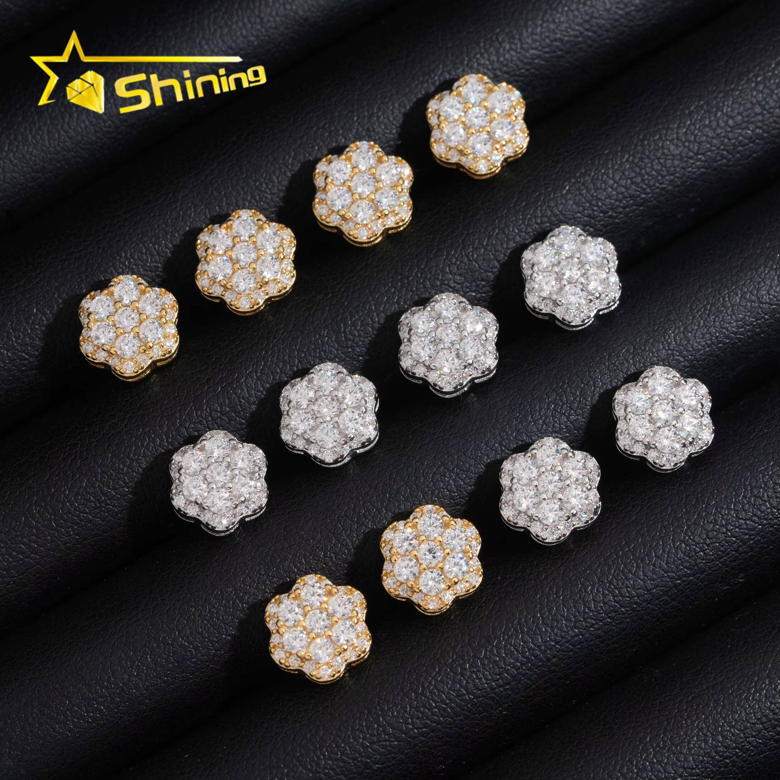 Hip Hop Jewelry 925 Sterling Silver Diamond Hip Hop Moissanite Earring Flower Earring VVS Moissanite Stud Earrings