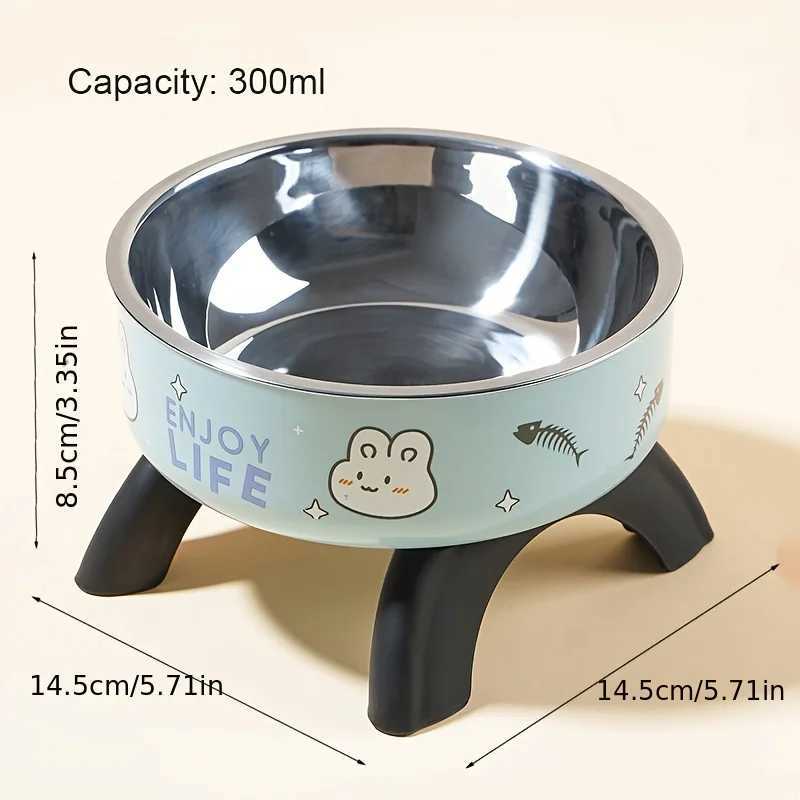 Cartoon Raised Cat Bowl AntiTip Pet Feeding Dish for Small Dogs Cats Neck Protection Cat Food Bowls Cat Feeder Pet Supplies C251009