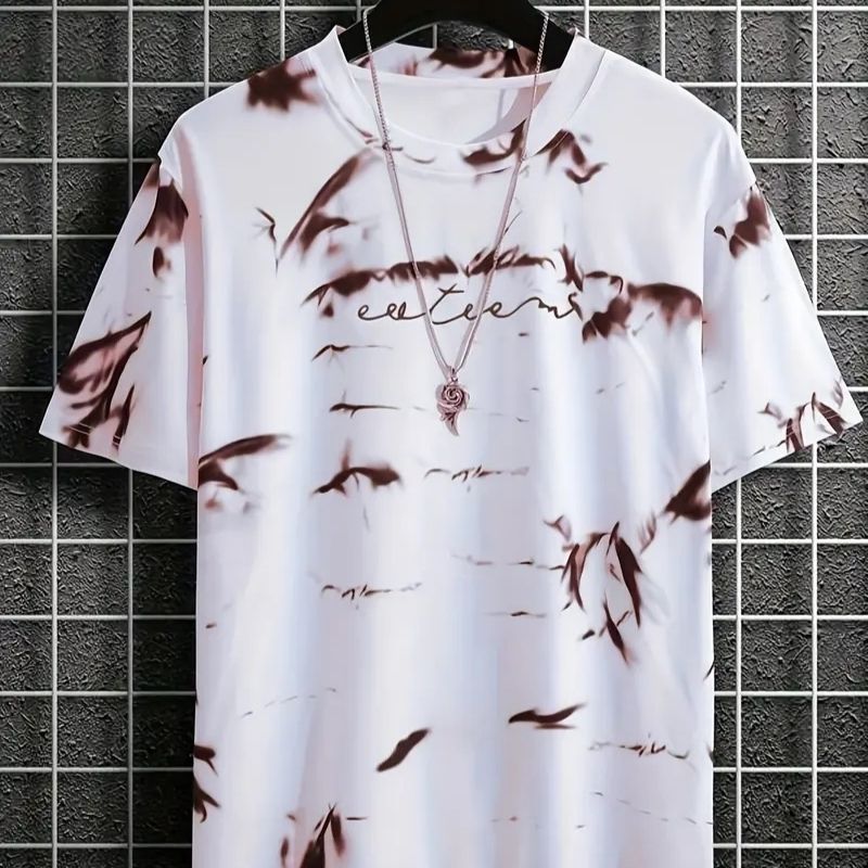 Men's Tie-Dye Graphic Oversized T-Shirt - Casual Streetwear Tee-43