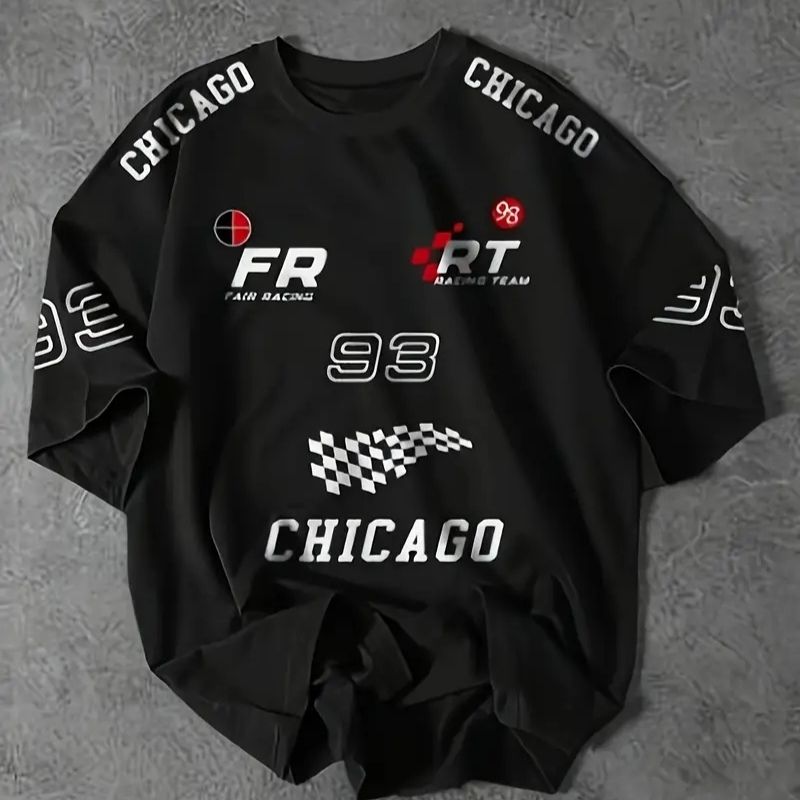 Men's Racing Graphic Oversized T-Shirt - Casual Streetwear Tee-45