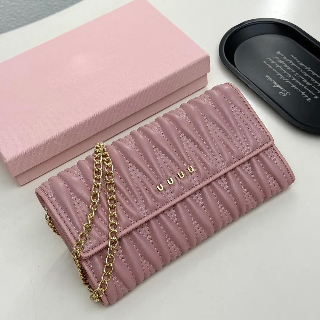 Luxury Long Wallet Designer Purse Black Red Pink Classic Jacquard Embossed Chain Bags Multi Card Slots Women Designer Handbag Card Holders Crossbody Bag