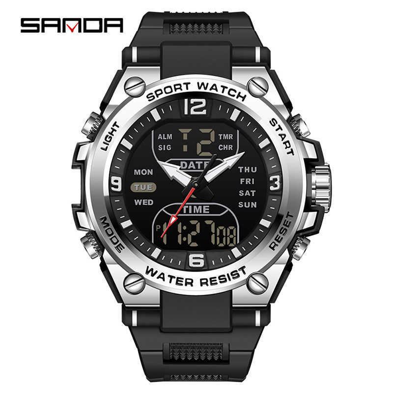 Wristwatches Electronic watch with dual displays, multi-function timing, sports model, suitable for students S251010