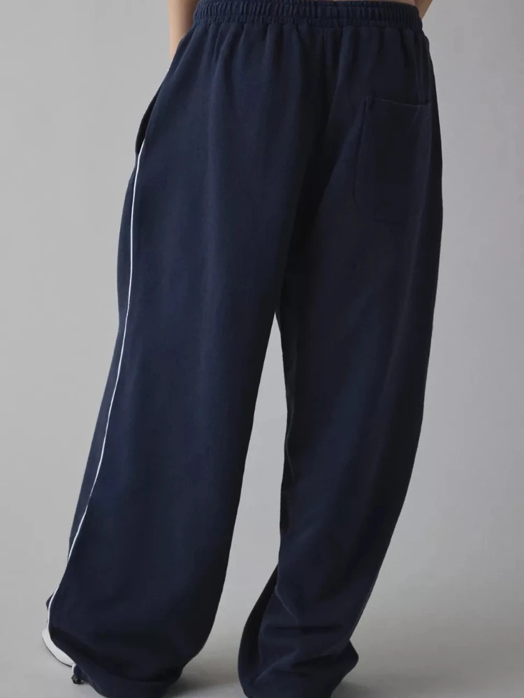 HOUZHOU Women Sports Pants Pink Y2k Baggy Letter Embroidery Gray Sweatpant Casual Wide Leg Trouser Basic Straight Striped Jogger 251010