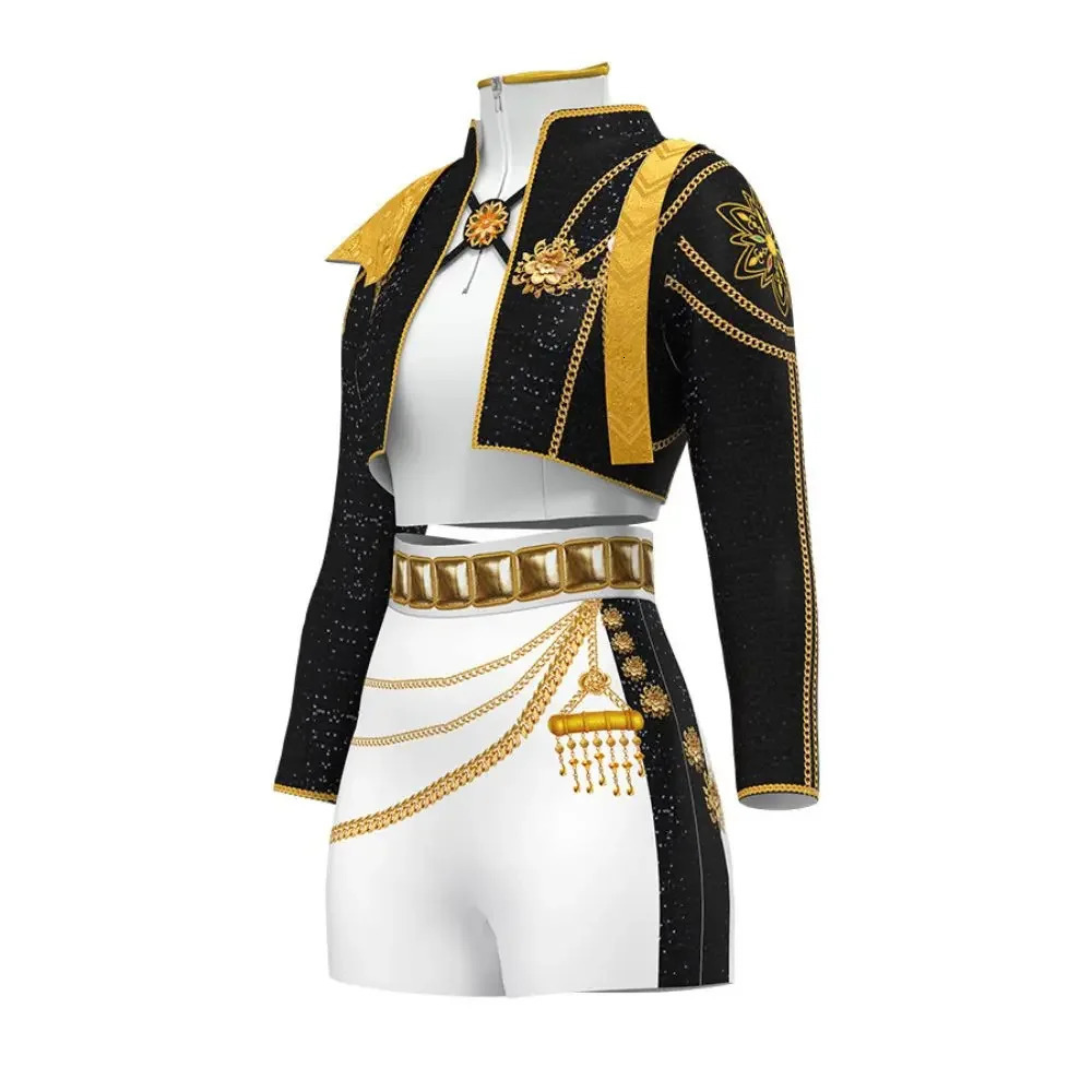 Kids Rumi Zoey Mira Demon Hunters Kpop Cosplay Costume for Child Girls Printed Clothing Roleplay Outfits Halloween Carnival Suit251010