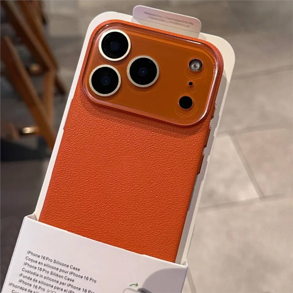 HD Glass Camera Case For iPhone 17 Air 16 15 14 13 12 11 Pro Max Plus Hard PC Leather Texture Armor Shockproof Funda