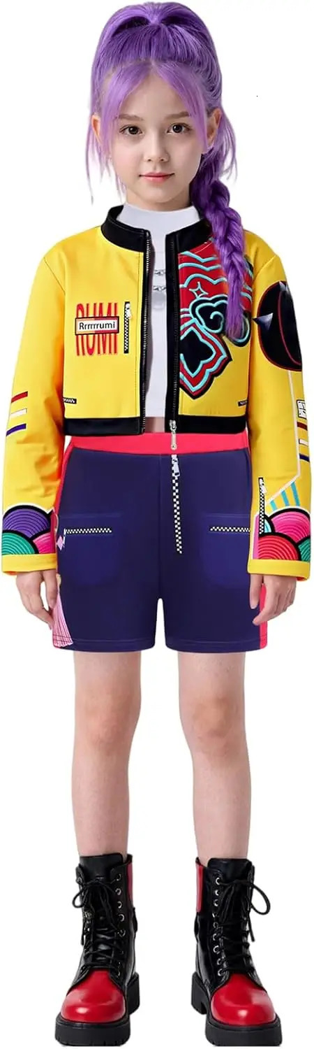 Kpop Rumi Zoey Mira Party Girls Demon Costume Hunters Cosplay Outfit Jacket Top Shorts Kids Halloween Costumes Singer Cosplay251010