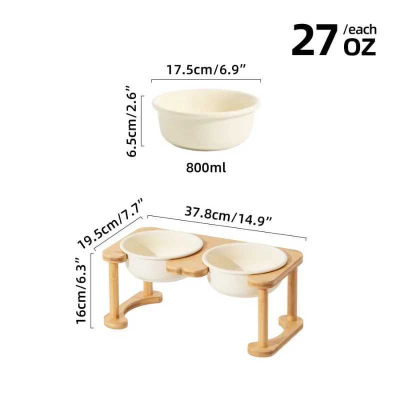Ceramics Raised Dog Bowl with NonSlip Stand Elevated cat Bowl for Medium pet Food and Water Bowl Dog Dish Pet Feeding dishl C251009