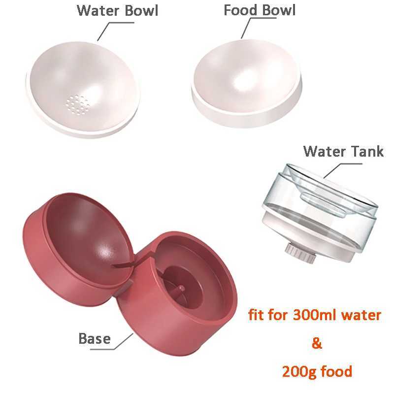 Pet Cat Food Bowl Elevated Dog Bowl 2in1 Automatic Pet Feeder Water Storage Dispenser Splashproof Water Container Removable C251009