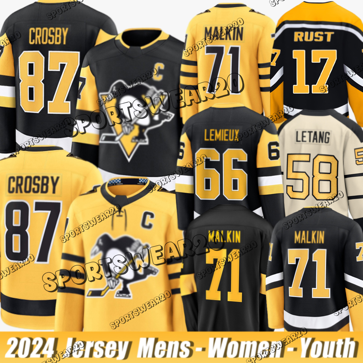 #87 Sidney Crosby pittsburgh hockey jersey penguin jersey Kris Letang Erik Karlsson #58 Letang A #66 Lemieux C Hockey Jerseys