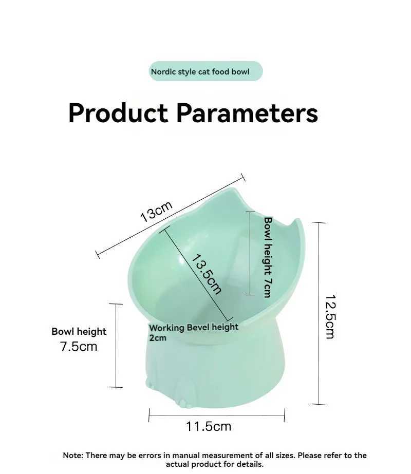 Elevated Cat Bowl AntiTip Plastic Raised Pet Feeding Dish with Tilted Edge Neck Protection Kitty Food C251009