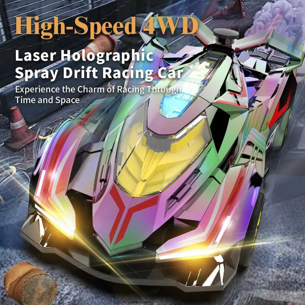 24G Neon Laser RC Racing Car 4WD High Speed Remote Control Drift Vehicle With Science Fiction Spray Toy For Kids Birthday GiftsT251010