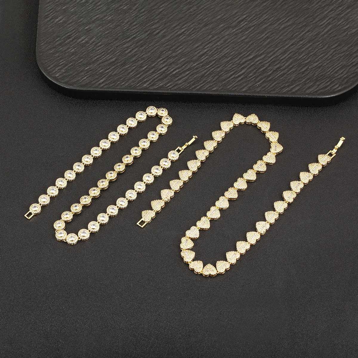 Nidin New Arrival Romantic HeartRound She Shiny Crystal Zircon Chain Necklace For Women Female Valentines Day Jewelry GiftsXJ251010