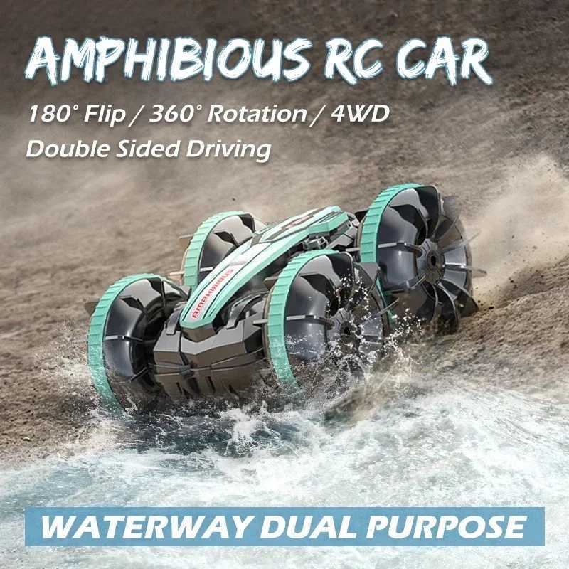 Amphibious RC Car Remote Control Stunt Car Vehicle Doublesided Flip Radio 4WD Drift Off Road Outdoor Toys for Boy Children GiftT251010