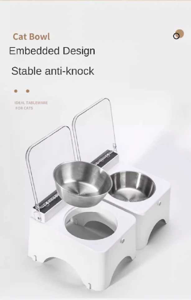 Smart Cat Bowl Neck Protection Ceramic Stainless Steel with Lid Cat Food Bowl Infrared Sensor Auto Open Cover Smart Feeder C251009