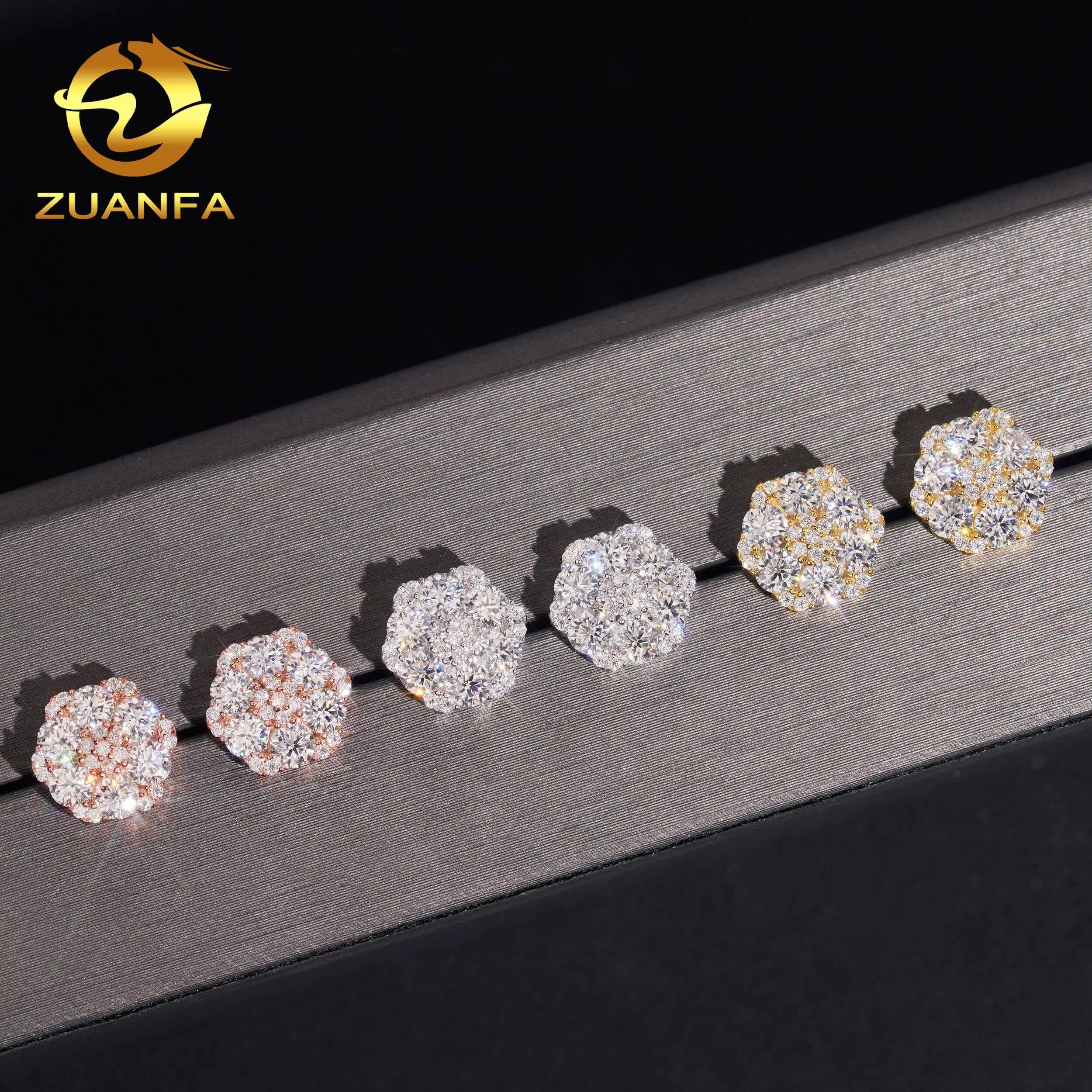 Fashion Style Iced Out Jewelry GRA Certificate Hip Hop 10mm 925 Sterling Silver Moissanite Diamond Earrings