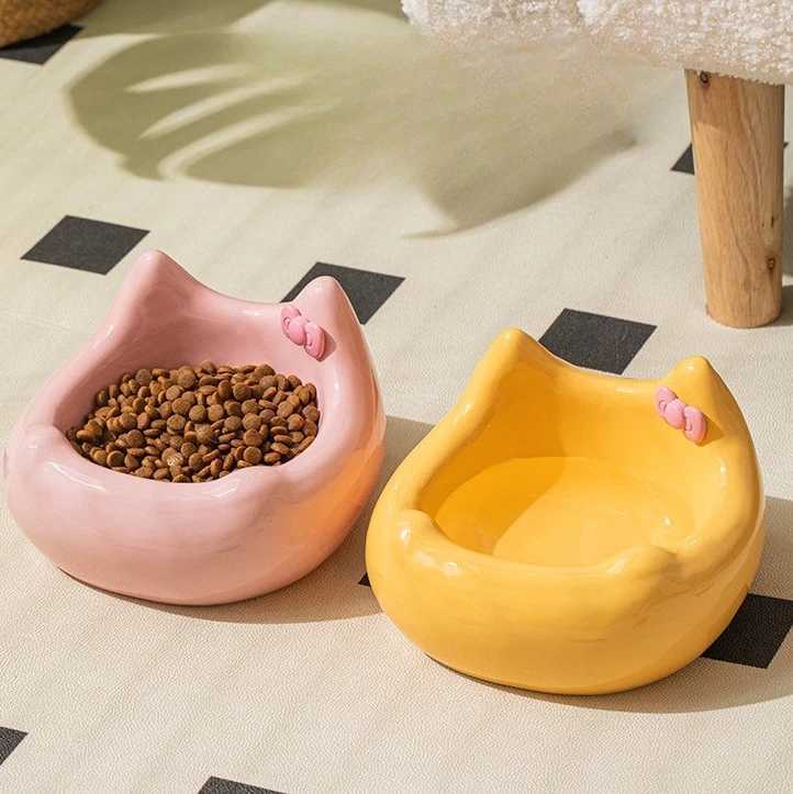 Ceramic Pet Bowl Set Cute Sofa Shaped Cat Food Water Dish with Wide Rim TipProof Dog Bowl for NonSpill Feeding Elegant Feeder C251009