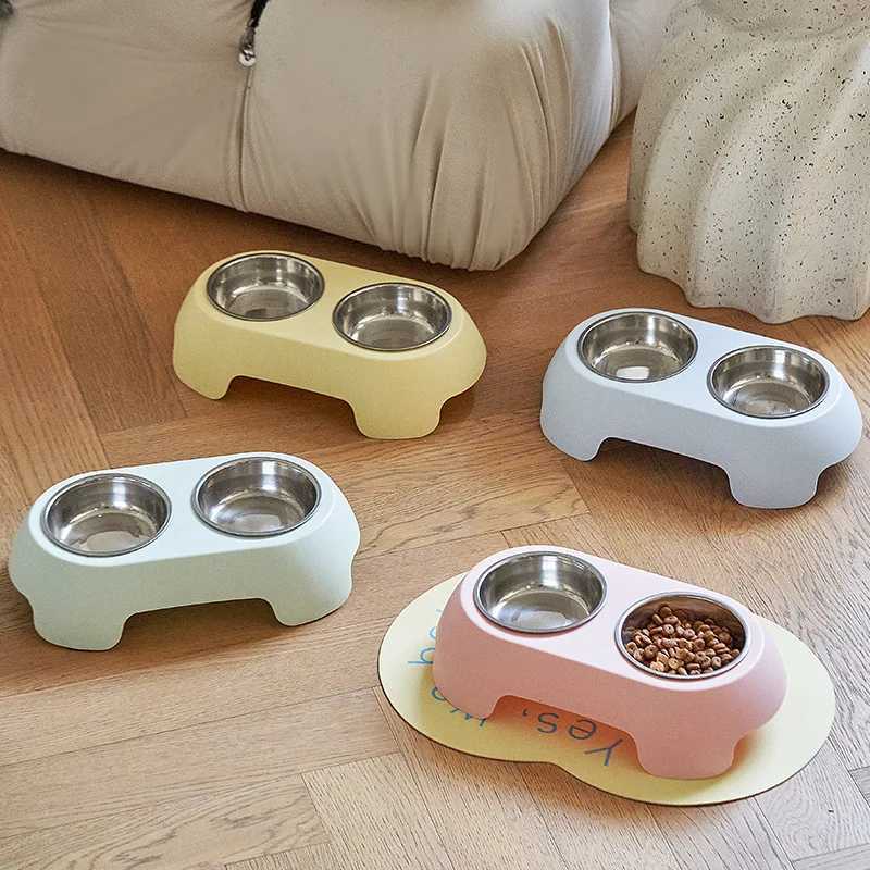 Stainless Steel Pet Bowl Dual Dish Set NonSlip AntiTip Large Capacity Dog Cat Food Water Feeder Bowl for Pets C251009