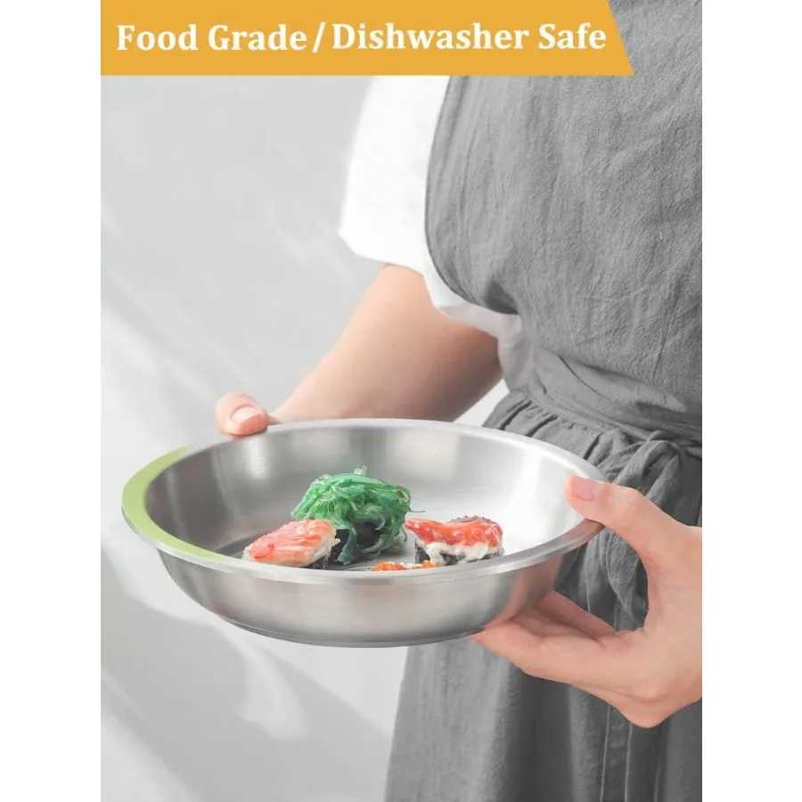 Stainless Steel Cat Bowls 2 Pack Whisker Fatigue Cat Food Dish Metal Shallow Wide Large Replacement Plate for Dog and Pe C251009