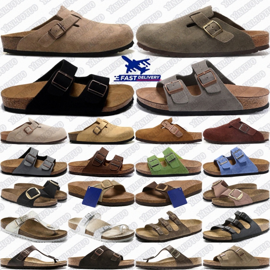 designer clog slides clogs sandals slippers Boston Soft slipper Footbed Suede Black Narrow Fit mens Taupe black Light Rose womens9bos#