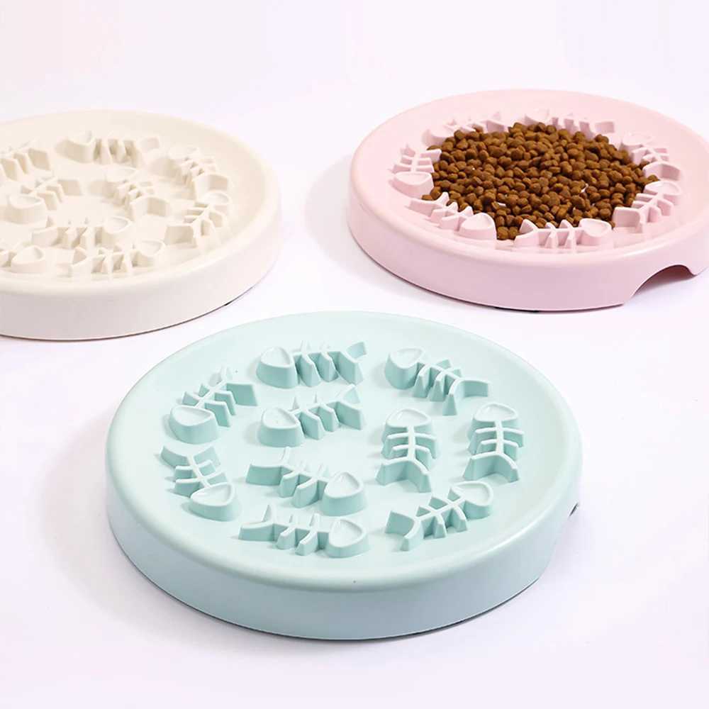 Fish Bone Dog Cat Bowl Anti Choking Slow Food Pet Bowl Pet Feeder Supplies C251009