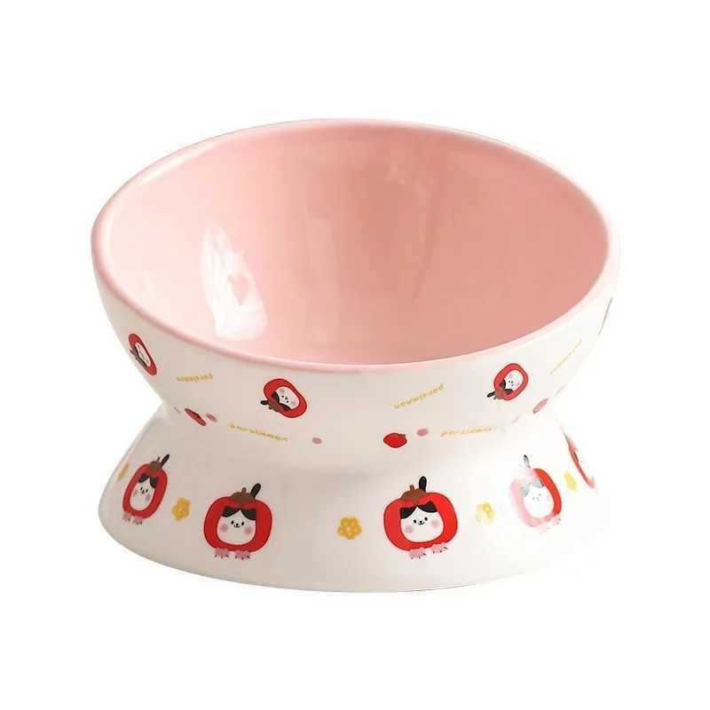 Elevated Ceramic Pet Bowl AntiTip Slow Feeder Wide Angled Mouth Design for Cats Dogs to Prevent Neck Strain Chin Acne C251009