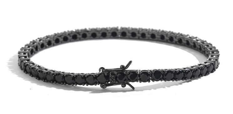 3mm 4mm 5mm black zirconia tennis bracelet for men and women brass chain bracelet BB238 250407