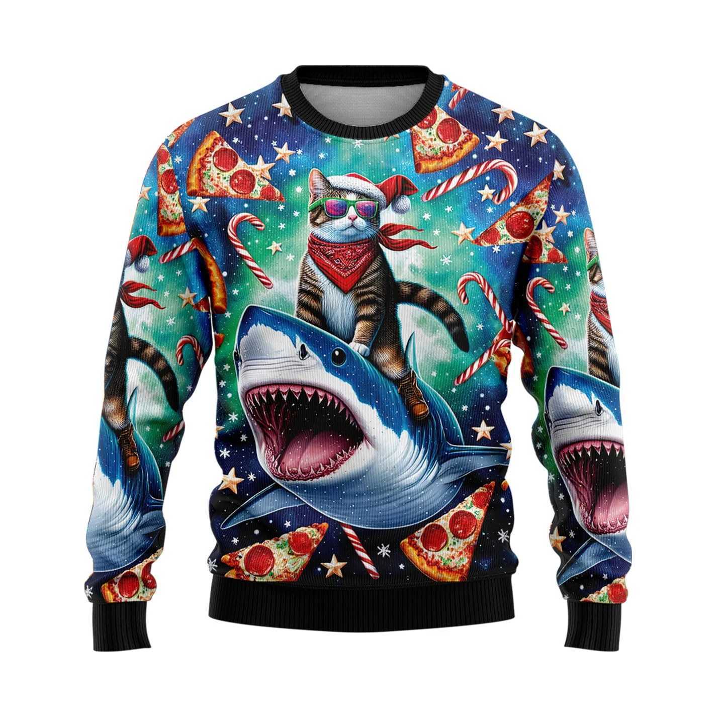 Hip Hop Women Ugly Christmas Sweaters Funny Animal Santa Christmas Sweater Men Xmas Holiday Crewneck Sweatshirt Set Tops X251010