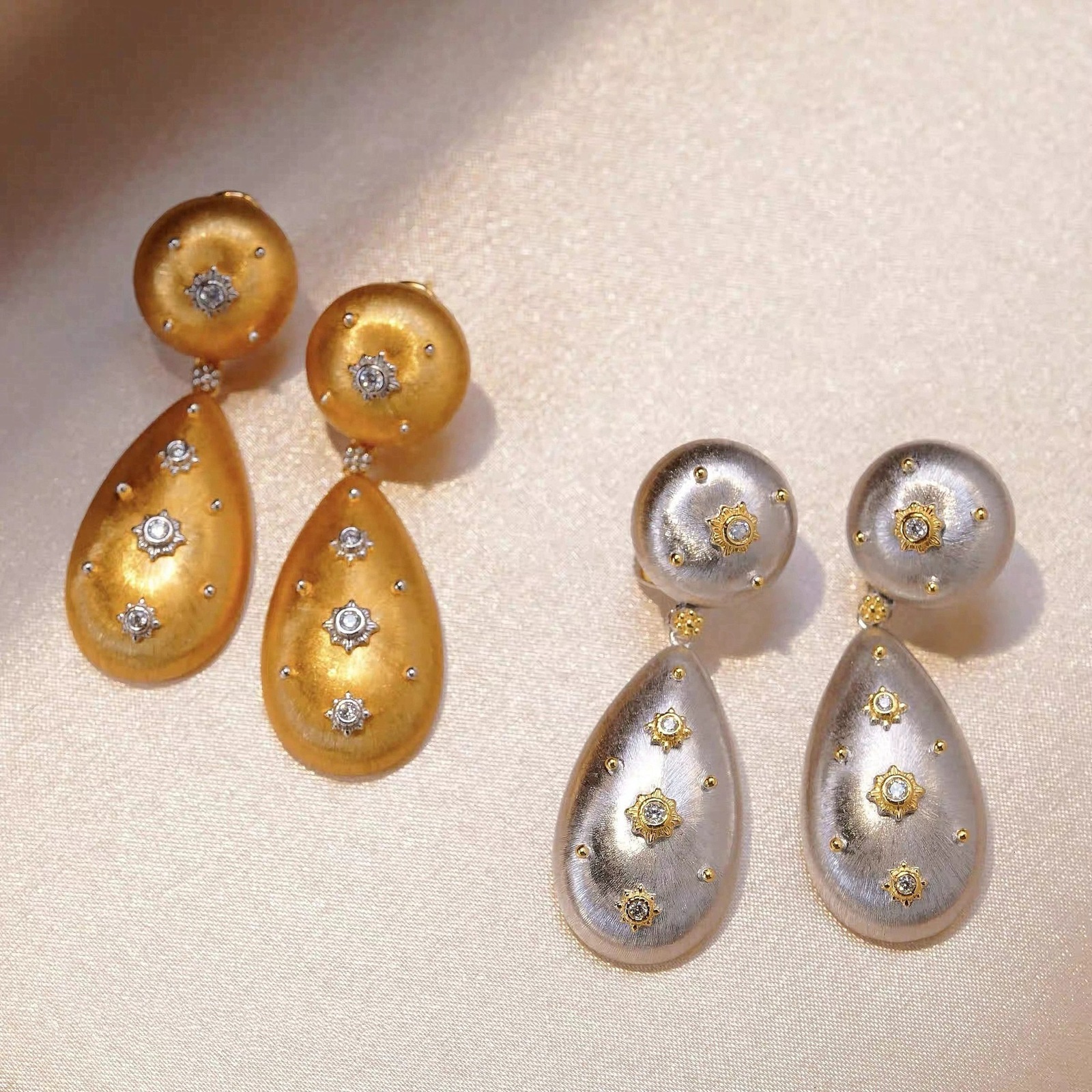 KKGEM natural Cultured 12x28mm White Biwa Pearl Teardrop 23x36mm Brushed Bead Cz Pave Stud Earrings 241227