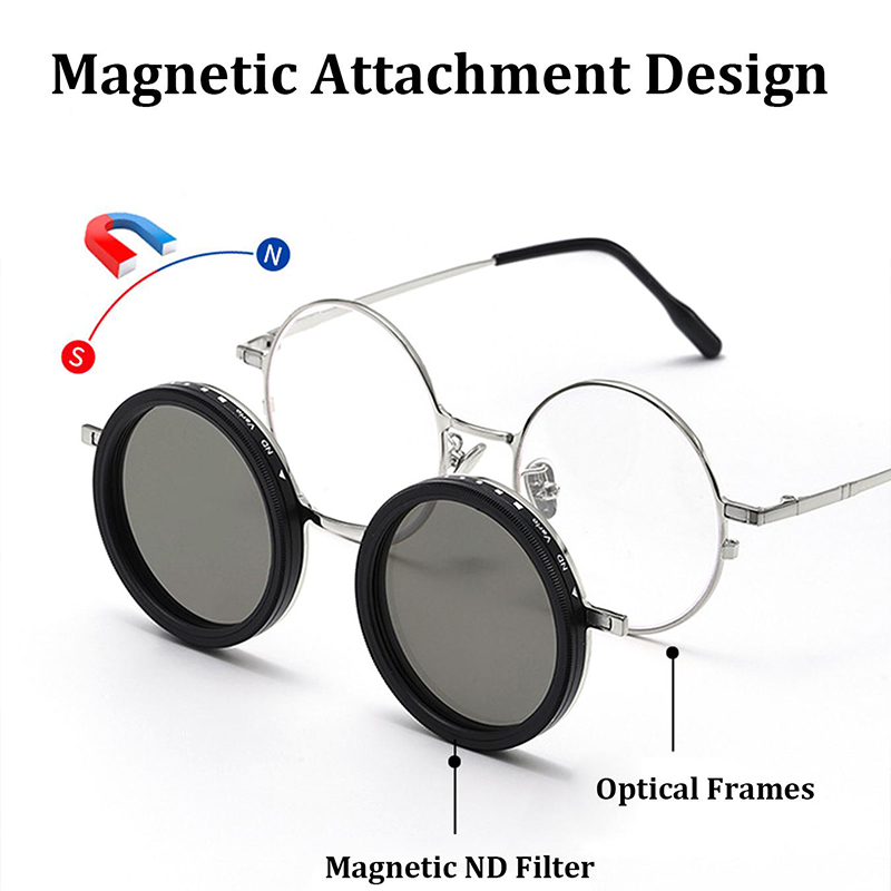 Magnetic ND9-speed rotating adjustable sunglasses with myopia polarized glasses and adjustable neutral density glasses