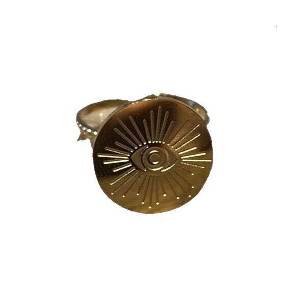 Designer Jewellery High Quality Evil Eye Round Zircon Inlay Personality Ring for Everyday Occasions Trendy Fashion Gift Textured Accessory