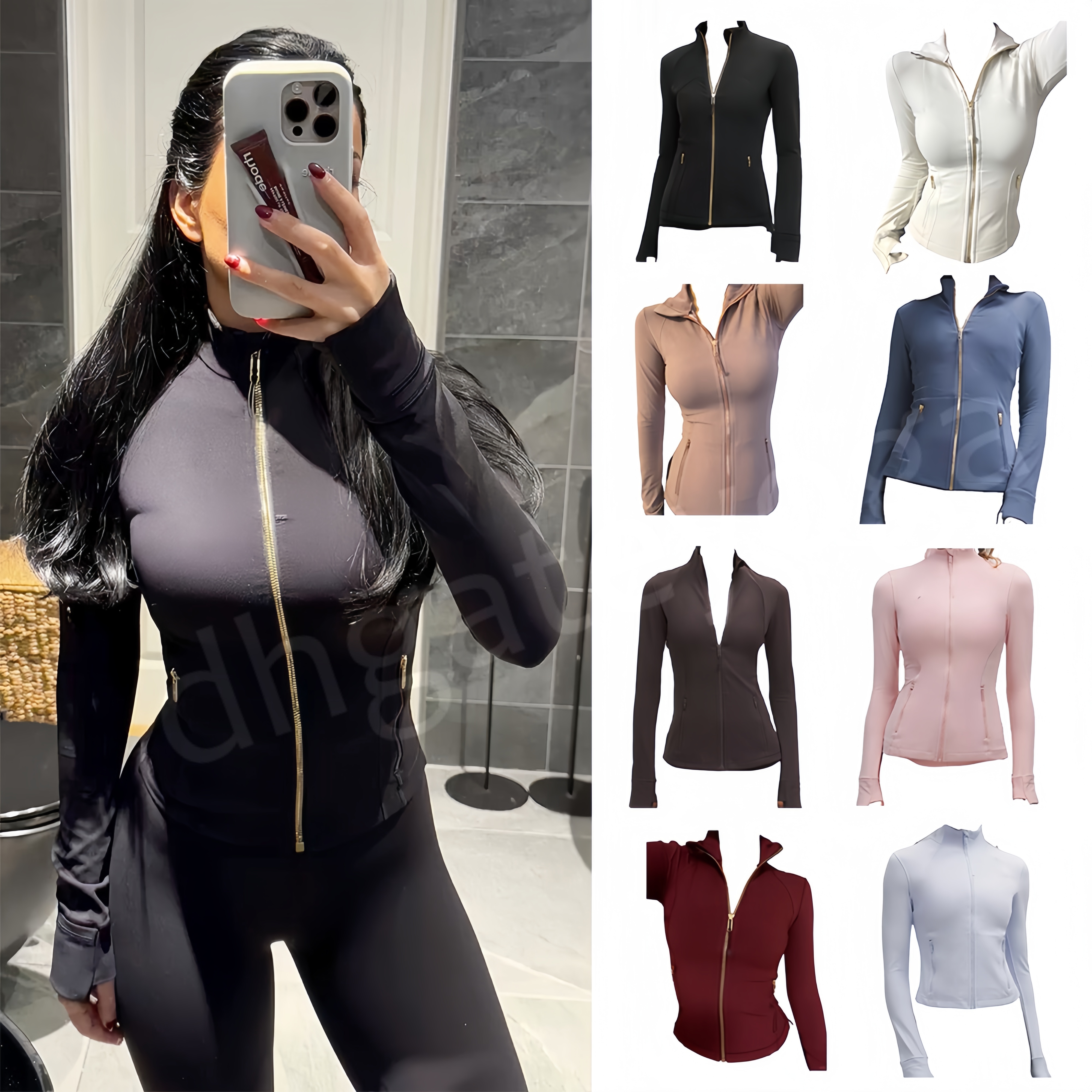 Full Zip gold Zip Jackets Fitness Women Yoga Jackets Fitness Sports Jackets Zip Up Jackets Comfort Jackets Design Oriented Sportswear Breathability Running jakets