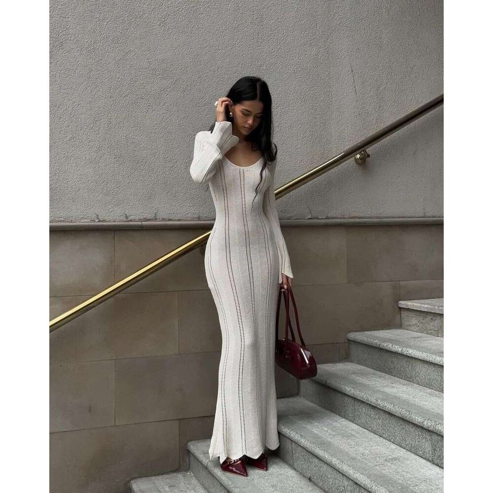 Sleeve Sexy Hollow Out Beach Long Lazy Tight Backless Spring Summer Women's Dress B5