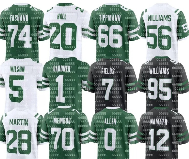 nfl Jets Jersey Joe Namath Joe Klecko Curtis Martin Ahmad Sauce Gardner Garrett Wilson Breece Hall Quinnen Williams Braelon Allen Justin Fields Jermaine Johnson II