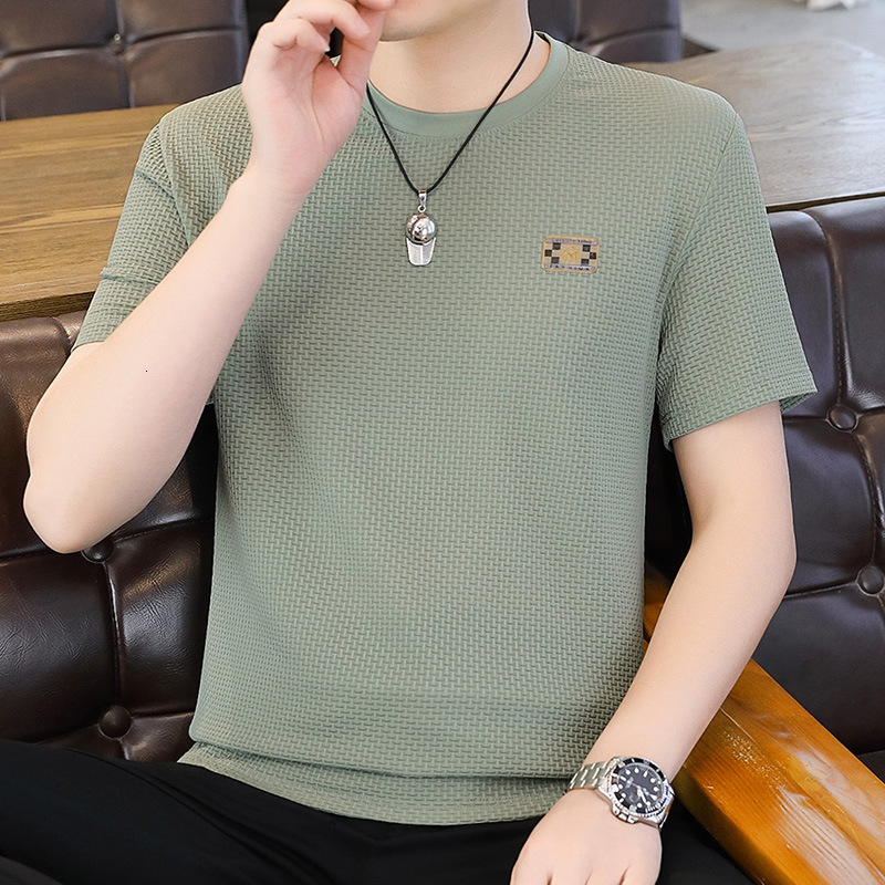 Ice Silk Short Designer Hoodie Sleeve T-shirt Designer Shirt For Men Summer Thin Breathable Slim Fit Trendy Tee Hollow Out Half Sleeve