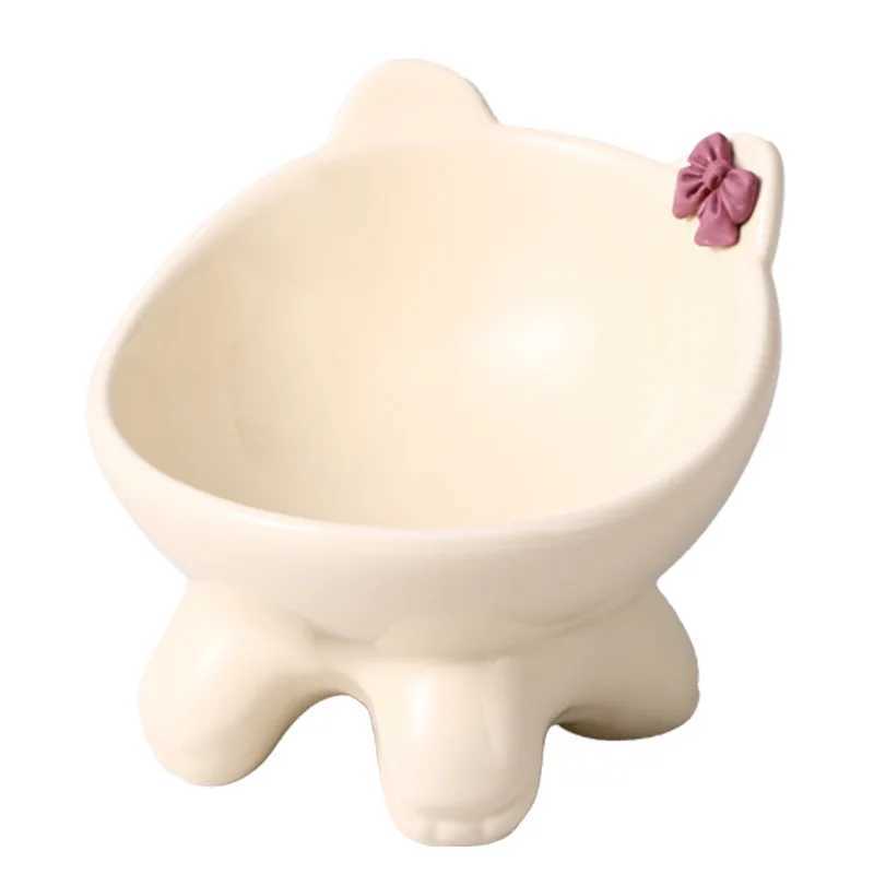 Super Cute Ceramic Cat Bowl Dog Bowl Pet Supplies Cat Rice Bowl Cat Eating Bowl Cat Food Dish Stylish Pet Feeder C251009