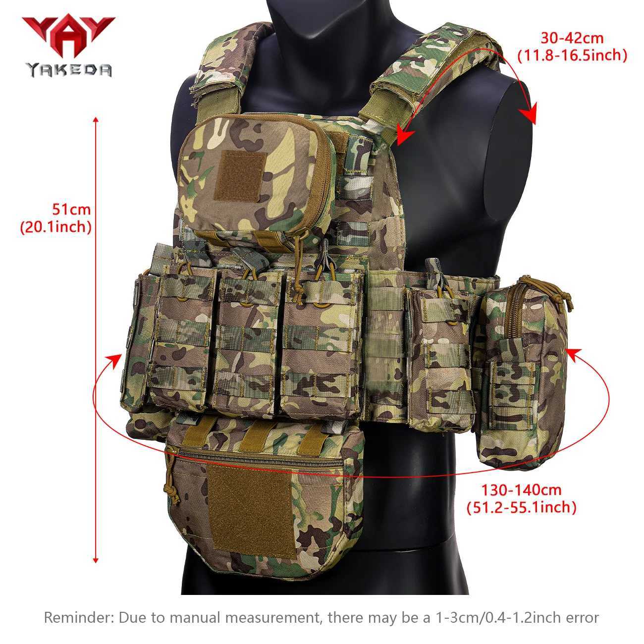 YAKEDA Multiple Equipment Bags Hunting Vest with Front Triple Equipment Bag and Several Accessory Pockets XJ251114