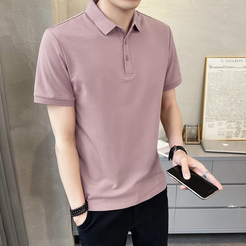 POLO Shirt Men's Turn-down Collar Pique Cotton Short Sleeve 2025 New Trend Solid Color T-shirt Designer Hoodie Slim Designer Shirt Fit Ice Silk Top Summer Wear