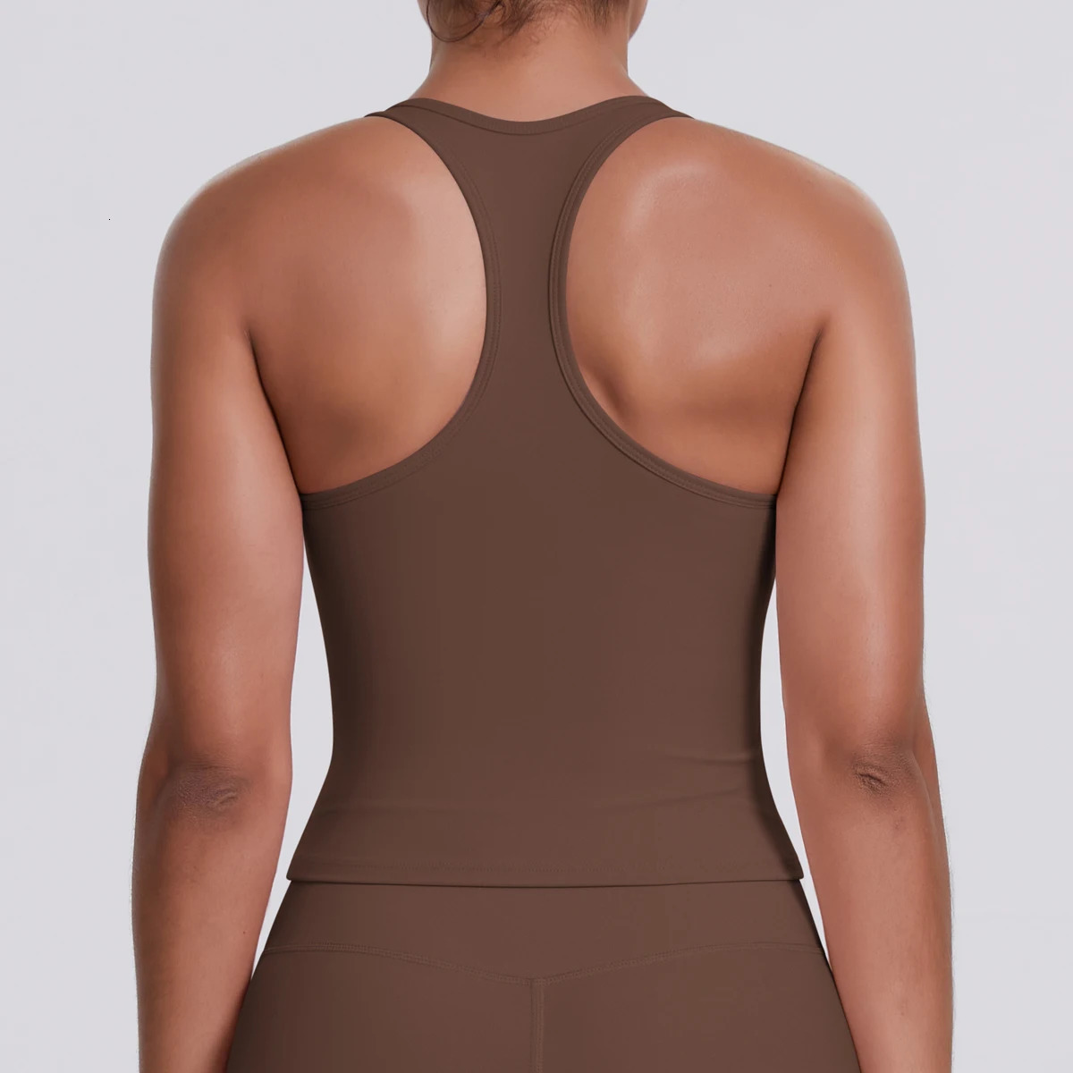 Yoga Vest Seamless Running Top Tank Top Short Sleeve Ishape Backless Gym Workout Top Solid Color Nylon Fitness Top 251010