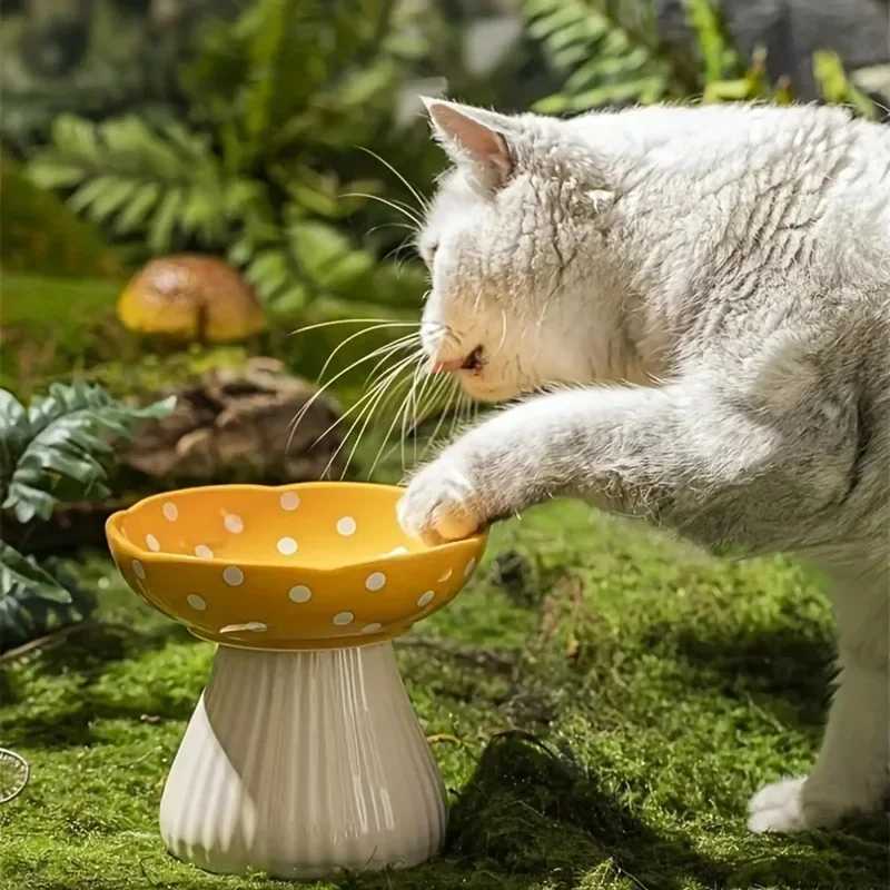 Mushroom Bowl Pet Feeding Water Bowl Resin Home Decoration Outdoor Statue Crafts Ornaments Holiday C251009