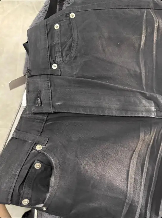 Rick BLACK Zipper Pocket Fit elasticity slim PANT Jeans Cotton Denim Pants Comfort Casual Jeans Size S M L XL B7251009