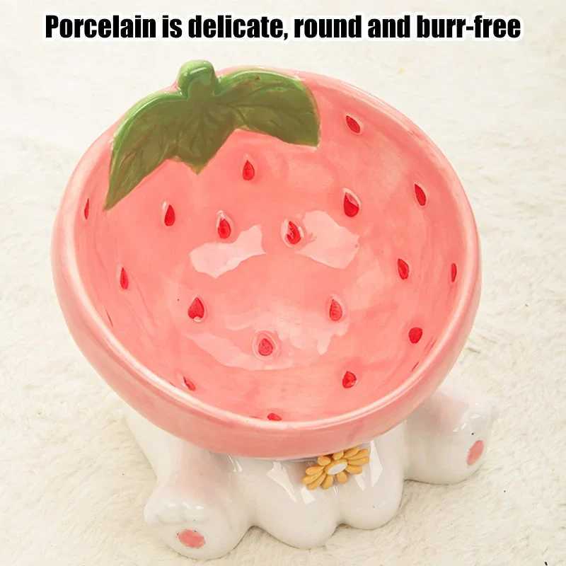 Cat Fruit Ceramic Bowl Elevated Pet Food Water Bowls Raised Small Dogs Tilted Drinking Eating Feeders Puppy Cats Accessories C251009