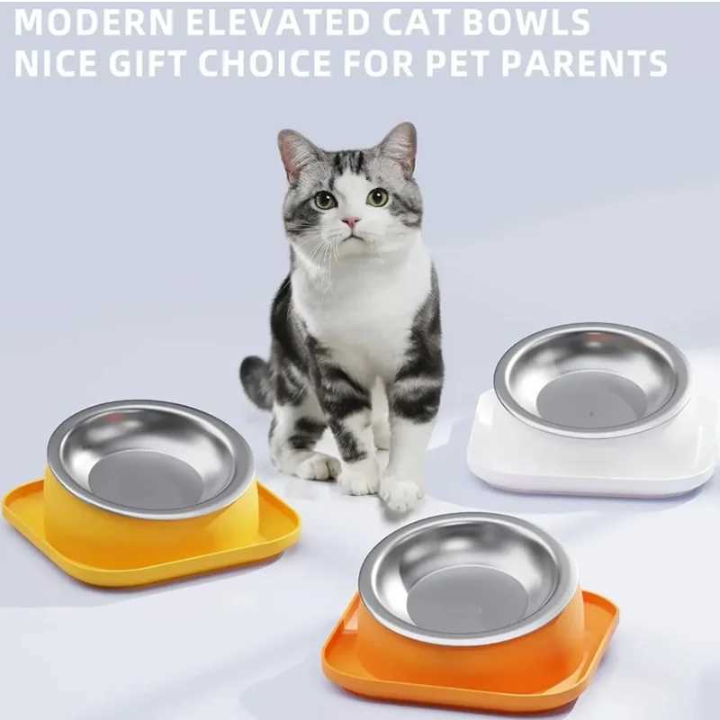 Cat Bowl with Crossneck Design And Antproof Square Base Spill And Leak Proof Pet Feeder for Enhanced Dining Experience C251009