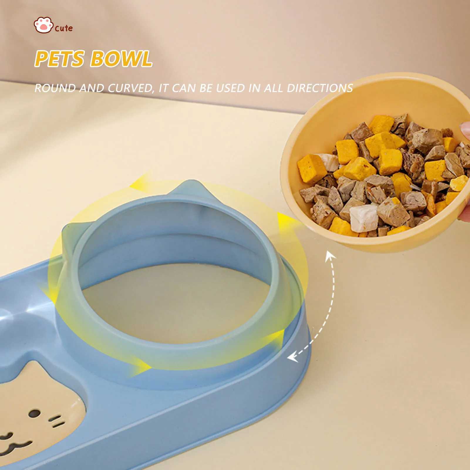 Pet Cat Bowl Automatic Feeder Dog Food Bowl With Water Fountain Double Bowl Drinking Raised Stand Dish Bowls For Cats C251009